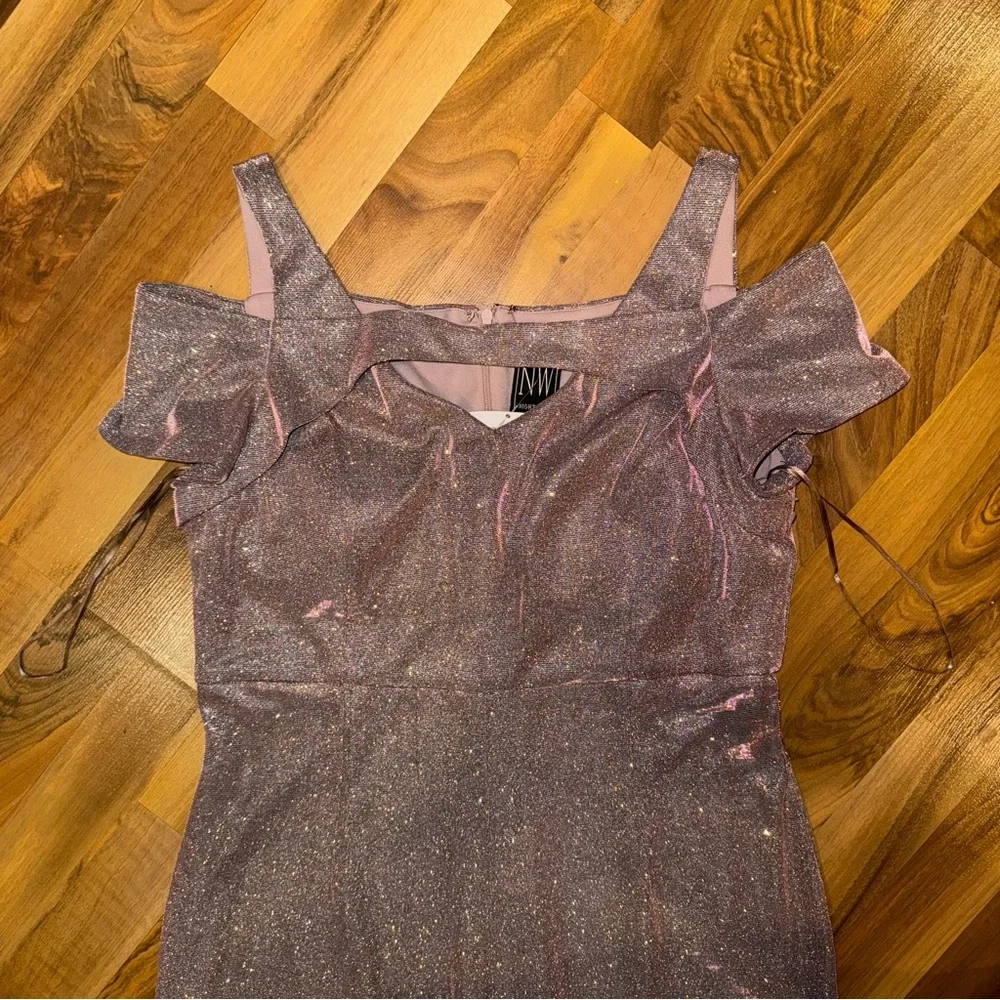 Nightway cut out long wide‎ leg sparkly glam jumpsuit elegant NWOT 16